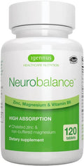 Neurobalance, High Absorption Zinc Magnesium B6 Supplement, Brain, Immune, Sleep & Muscle Recovery, Chelated Zinc Picolinate 24mg, Oxide-Free Magnesium & Vitamin B6, 120 Tablets, Vegan, by Igennus