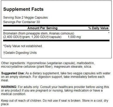 Swanson Maximum Strength Bromelain 1200 Gdu 500 Milligrams 60 Veg Capsules Enzyme (4 Pack)