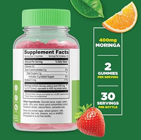 Lifeable Vitamin D 5000 Iu + Moringa Leaf Gummies Bundle Great Tasting Vitamin Supplement Gluten Gmo Chewable Gummy