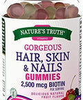 Nature's Truth Hair, Skin & Nails Gummies 2500 mcg Biotin Fruit Flavor - 80 ct, Pack of 4