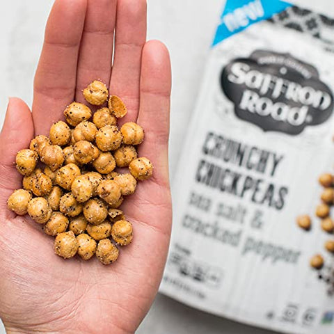 Saffron Road Organic Crunchy Chickpea SnacksGluten NonGMO Halal Kosher Vegan (Sea Salt and Cracked Pepper 6 oz (4 Pack))