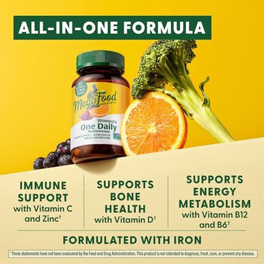 Megafood Womens Multivitamin One Daily - Multivitamin For Women - Vitamin C, Vitamin D, Iron & B Vitamins - Bone, Energy Metabolism & Immune Support - Vegetarian, Gluten- 90 Tablets, 90 Servings