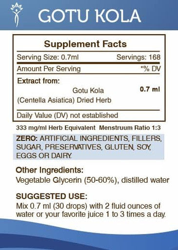 Secrets of the Tribe Gotu Kola Tincture Alcohol-Free Liquid Extract, Gotu Kola (Centella Asiatica) Dried Herb (4 Fl Oz)