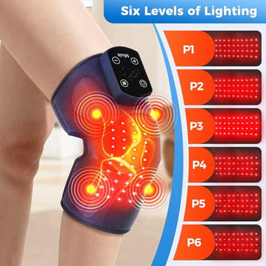 Miula Red Light Therapy & Vibration Massage Knee Brace Wireless Rechargeable With 660Nm&850Nm Light & Heating Function Relief For Knee Joint Elbow & Shoulder Pain Promotes Faster Recovery