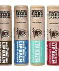 Dr. Squatch Natural Lip Balm - Petrolatum Paraben Artificial Flavor- - Shea Butter Beeswax Vitamin E - Original Squatch Vanilla Bourbon Coconut Cove Wild Watermelon (0.25 Oz 4 Pack)
