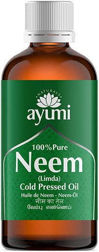 Ayumi Pure Neem Oil, Herbal Remedy For Skin & Hair, High in Vitamin E to Soothe Dry & Damaged Skin, Restores the Skin's Natural Elasticity - 1 x 100ml