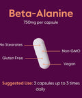Bestvite Beta Alanine 750mg (240 Vegetarian Capsules) - No Stearates - Vegan - Non GMO - Gluten