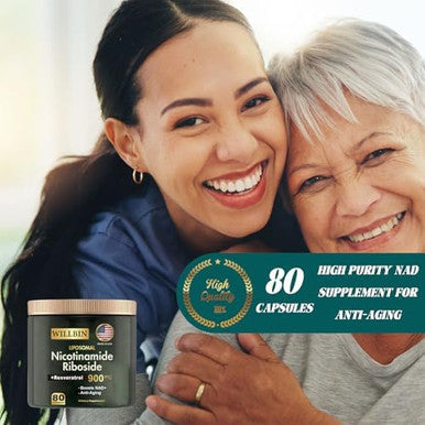 Nad+ Supplement - Liposomal Nicotinamide Riboside, Resveratrol, Quercetin High Purity Nad Supplement For Anti-Aging, Energy, Focus - 80 Capsules (40 Serving)