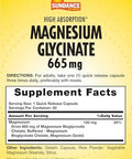 Sundance Magnesium Glycinate Capsules 665 mg 50 Quick Release Pills NonGMO and Gluten Supplement