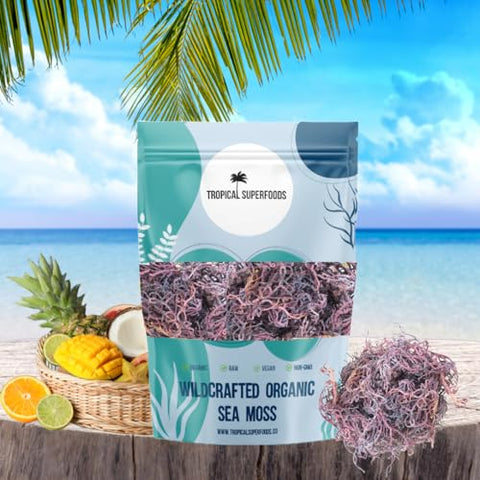 100% Wildcrafted Full Spectrum Purple Sea Moss | Irish Sea Moss | Sun dried | 92 Minerals - Makes 20 + oz of Sea Moss Gel | Full Spectrum Purple Sea Moss (4oz)