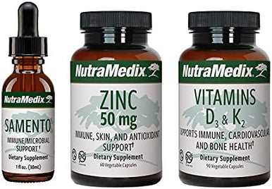 Nutramedix Immune Set 3Piece Kit With Cat'S Claw Zinc & Vitamins D3K2 For Immune Microbial Gastrointestinal Cardiovascular & General Wellness Support Liquid Drops & Capsules