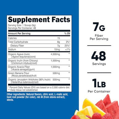 Nutricost Prebiotic Fiber Fruit Punch Flavored (1 Pound) Vegan Gluten Gmo