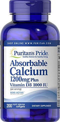 Puritan'S Pride Absorbable Calcium With Vitamin D 3 1000Iu Softgels 1200 Mg 200 Count