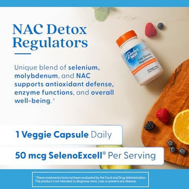 Doctors Best Nac Detox Regulators Supports Cellular Health & Liver Function Nongmo Gluten Soy Vegetarian 60 Veggie Caps