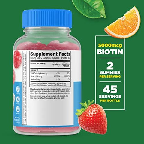 Lifeable Sugar Vitamin D Kids + Biotin Kids Gummies Bundle Great Tasting Vitamin Supplement Gluten Gmo Chewable Gummy