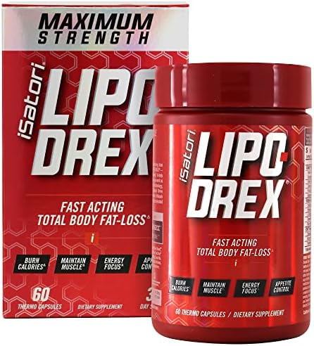 Isatori Lipo-Drex Fat Loss Thermogenic Formula-Fast Acting Weight Loss-Appetite Suppressant (60 Capsules) Ultra Cla + Omega (90 Softgels)