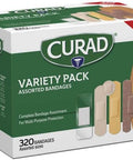 Curad Bulk Variety Pack Assorted Bandages Flex-Fabric Waterproof Plastic Knuckle Heavy Duty Bandages (320Count)