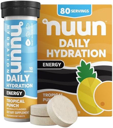 Nuun Hydration Energy Electrolyte Tablets With Caffeine, B Vitamins And Ginseng, Mixed Flavors, 5 Essential Electrolytes For Hydration, Vegan, Non-Gmo, 4 Pack (40 Servings)