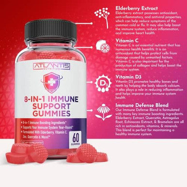 Atlantis Nutrition 8-In-1 Immune Support 60 Gummies + Ashwagandha 60 Gummies