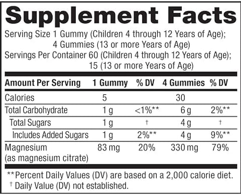 Natural Vitality CALM Kids Magnesium Supplement Gummies Gummies for Balanced Mood Supports Healthy Development Gluten Vegan Sweet Citrus Flavored 60 Gummies
