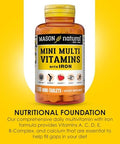 Mason Natural Daily Mini Multi Vitamins With Iron Vitamins A C D E B1 B2 B3 B6 B12 Folate & Calcium 100 Day Supply Per Bottle (3Pack)