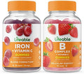 Lifeable Iron With Vitamin C + B Complex Gummies Bundle Great Tasting Vitamin Supplement Gluten Gmo Chewable Gummy