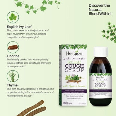 Naturals Ivy Leaf Cough Syrup With Thyme And Licorice 5 Fl Oz Soothes Throat For Adults Kids 13 Months And Above Sugar With Stevia Pack Of 3