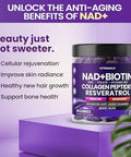 Nad+, Resveratrol, Berberine, & Biotin Anti-Aging Gummy - Hair, Skin, Nails & Joint Supplement - Collagen Peptides, Keratin, Zinc, Vitamin K2 & D3 Gummies - Regeneration - Vegan - Made In Usa 60 Count