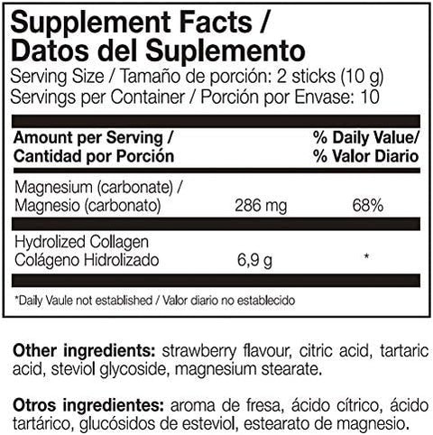 Ana Maria Lajusticia Collagen + Magnesium Powder Sticks. Strawberry Flavour Travel Pack. Hydrolized Collagen For Healthy Skin Bones Nails And Joints. Dairy Gluten And Sugar .