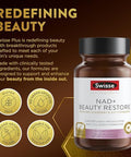 Swisse Plus Nad+ Beauty Restore Clinically Tested Ingredients Nad+ Supplement For Men & Women Supports Collagen Formation, Skin Elasticity & Anti-Aging Supplement 30 Capsules