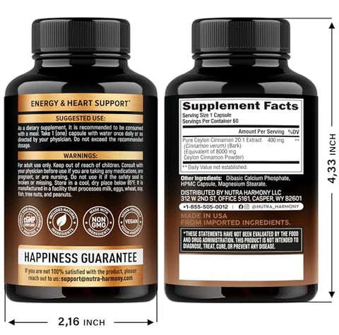 Nutraharmony Ceylon Cinnamon & Turmeric Curcumin Capsules