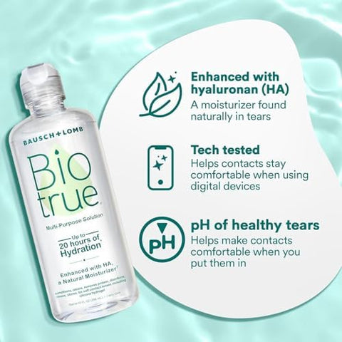 Biotrue Hydration Boost Eye Drops Preservative Soft Contact Lens Friendly & Contact Lens Solution Multi-Purpose Solution For Soft Contact Lenses Lens Case Included 10 Fl Oz (Pack Of 2)