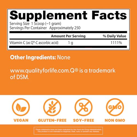 Doctor'S Best Vitamin C Powder With Q-C Healthy Immune System Brain Eyes Heart And Circulation Joints Sourced From Scotland 250G 8.8 Ounce