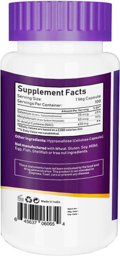 Nbl Natural NBL Natural NAC (N-Acetyl Cysteine) 600 mg with Selenium & Molybdenum 100 Veg Capsules
