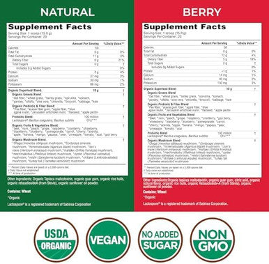 Country Farms Super Greens Power Pack 50 Organic Super Foods Greens Powder With Probiotics For Gut Health & Bloating Relief Supports Energy Unflavored & Berry 40 Serving