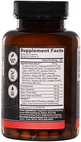 Onnit Labs Digestech Professional Grade AllNatural Digestive Enzymes Supplement 60 Count