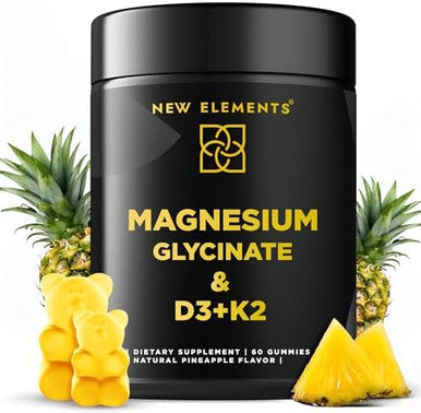Elements Calm Magnesium Glycinate Gummies 500Mg With High-Potency Vitamin D3 10000Iu & Vitamin K2 100Mcg Stress Relief, Relaxation & Bone Support For Adults Vegan, Non-Gmo, Gluten-, Pineapple Flavor
