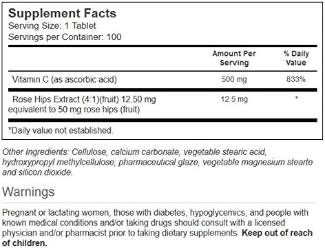 Vitacost Vitamin C with Rose Hips Delayed Release 500 mg 100 Tablets