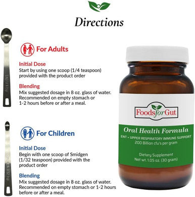 Foods For Gut Oral Care Probiotics Powder 200 Billion Cfu | Ent & Upper Respiratory Immune Support | High Potency (30 Gram)