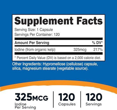 Nutricost Kelp Capsules 325Mcg Of Iodine 120 Capsules Vegetarian Nongmo & Gluten
