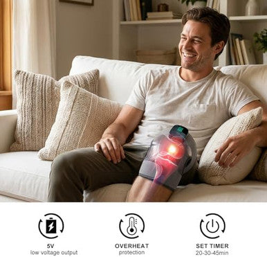 Galax Pro Knee Electric Massager With Heat Cordless Heated Knee Massage For Pain Relief With 3 Heating Levels 6 Vibration Modes Led Screen & Adjustable Strap