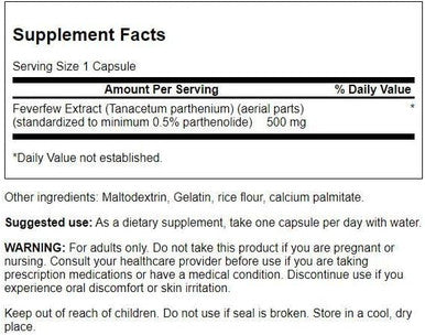 Swanson Feverfew Extract 500 Milligrams 60 Capsules (3 Pack)