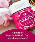 Olly Undeniable Beauty Gummy For Hair Skin Nails Biotin Vitamin C Keratin Chewable Supplement Grapefruit 30 Day Supply 60 Count
