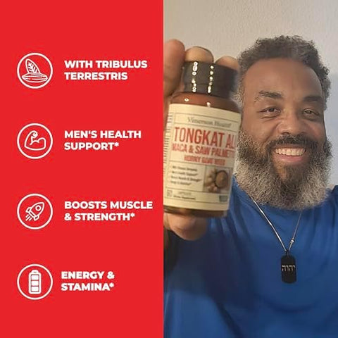 Vimerson Health Multivitamin for Men and Tongkat Ali for Men with Horny Goat Weed Maca Root Powder Tribulus Terrestris Saw Palmetto Extract