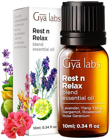 Gya Labs Breathe Essential Oil For Humidifier Cleaner & Rest & Relax Essential Oil For Diffuser Set - Aromatherapy Grade Essential Oils Set - 2X10Ml - Gya Labs