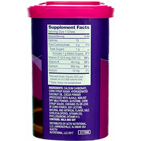 Viactiv Max Formula Calcium +Vitamin D3 Supplement for Bone Health Milk Chocolate 100 Soft Chews 6 Pack