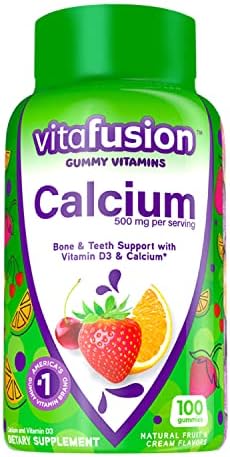 Viactiv Calcium Chews and vitafusion Calcium Gummies 60 Chews and 100 Count Bone and Teeth Health Supplements