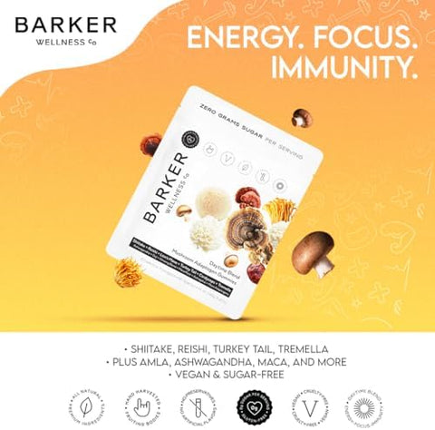 Barker Wellness Co Adaptogen Mushroom Gummies With Lion'S Mane Cordyceps Reishi & Shiitake Vegan Sugar Immune System Support Natural Energy Enhanced Focus & Mood For Adults 60 Count