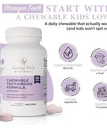 Living Well Kids Calcium & Tooth Support Chewable Bone Health Vitamins With D3 K2 Magnesium & Zinc Strong Teeth & Enamel Defense Berry Flavor Fluoride-Free Non-Gmo