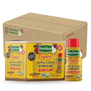 White House Organic Apple Cider Vinegar Shots, Raw Unfiltered, On the Go (Organic, Pack of 24)